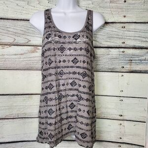 Maurices Women’s Gray Black Tribal Print Racerback Tank Top Size 0